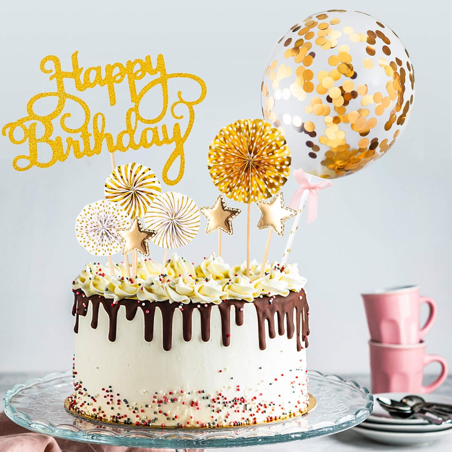 Pour Theme Or Rose Anniversaire Fete Decor 18 Yuqin Lot De 5 Happy Birthday Cake Topper 18 Ans Gateau Decorations Decoration Anniversaire Gateau Loisirs Creatifs Cuisine Et Maison Libertywings Vn