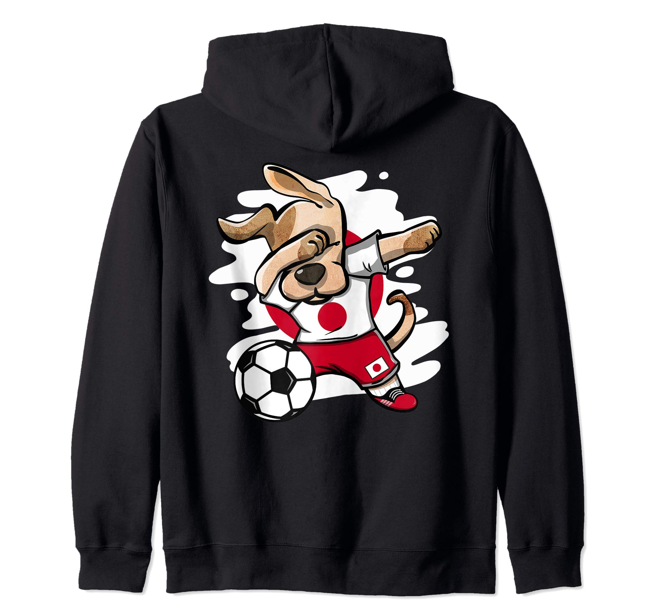 Dabbing Dog Japan Soccer Fans Jersey Japanese Flag Football Zip Hoodie