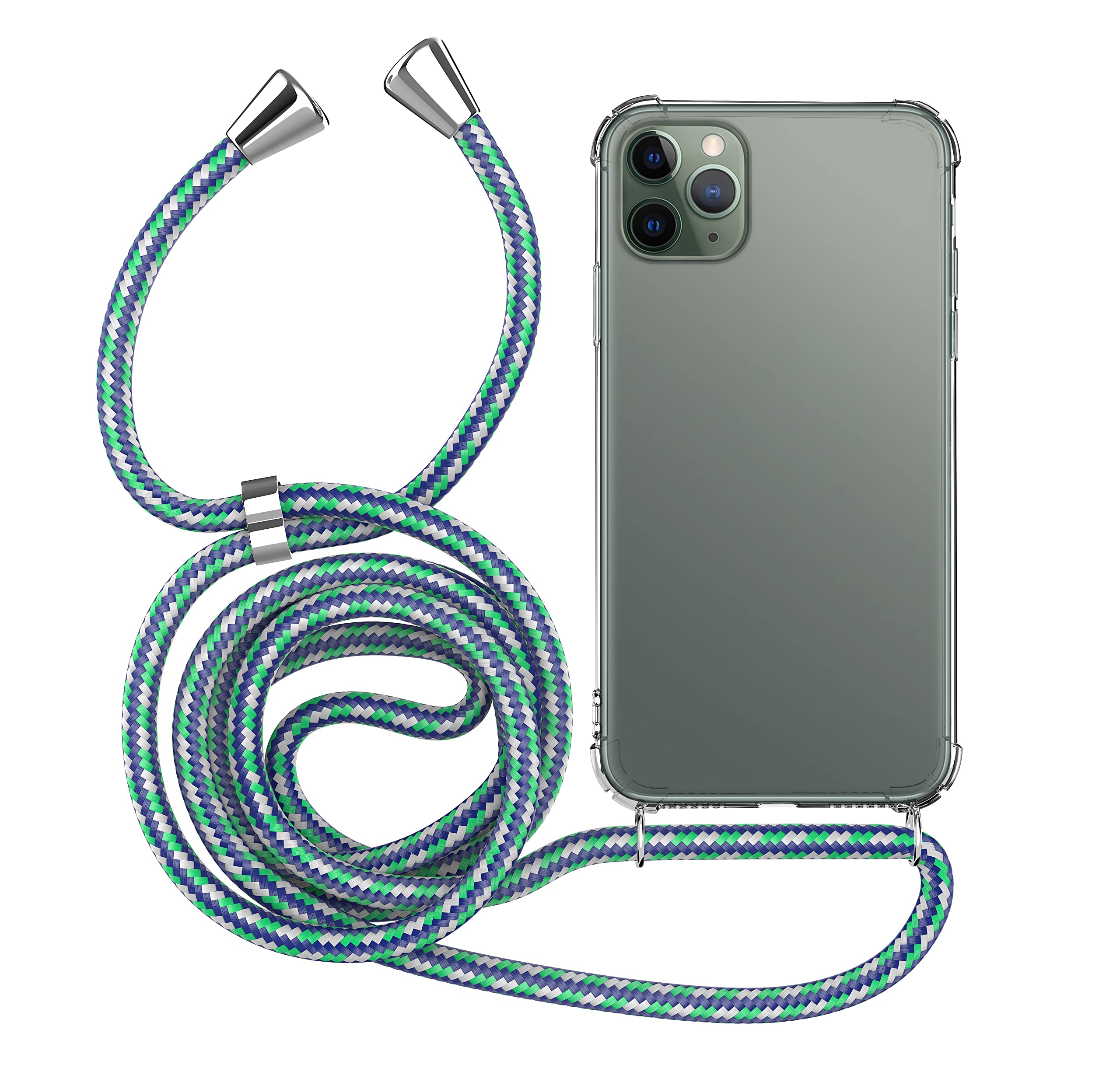 MyGadget Strap Case for Apple iPhone 11 Pro Max - Crossbody Phone Cover - TPU Silicone Case with Neck Holder - Cord Lanyard Carrier with Rope in Black