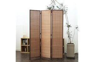 Furnnylane 3 Panel Room Divider and Folding Screen Room Divider,Bamboo Room Divider Screen for Room Separation,67" H x 46" W