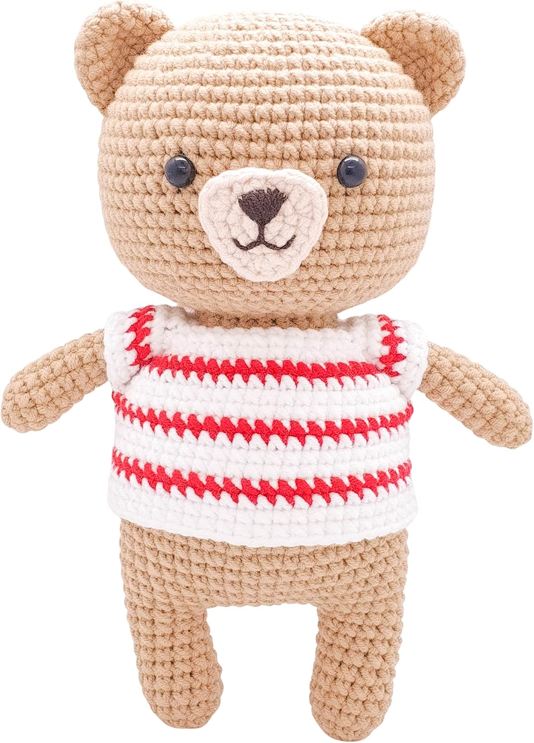 FRILY [New] Benno Bear - Small Bear Amigurumi Stuffed Animal - Knitted Crochet Toy for Kindergarteners, Girls, Boys and Adults - 100% Handmade Using Premium Yarns - 7.5'' Tall (Red)