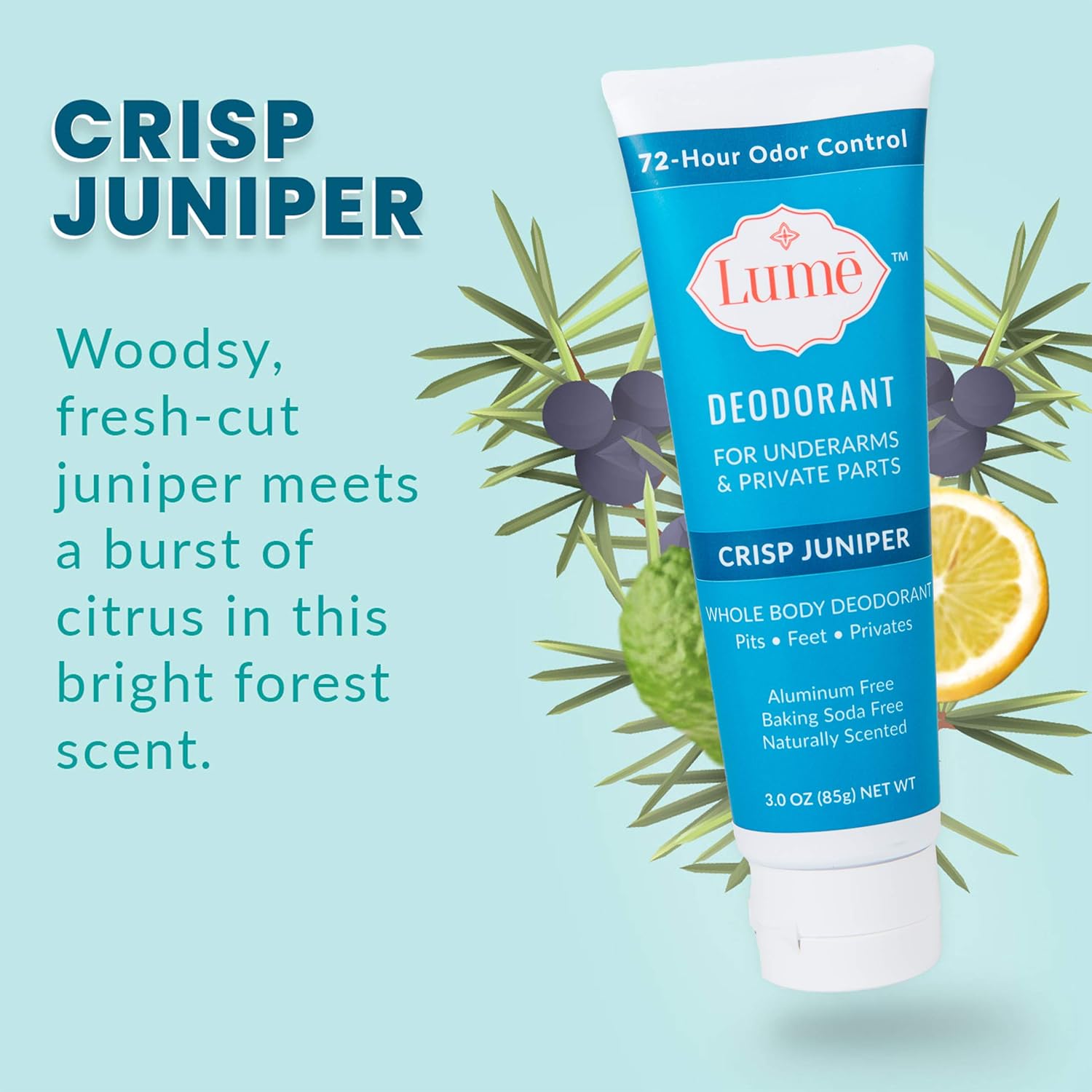 Lume Deodorant For Underarms & Private Parts 3oz Tube (Crisp Juniper) : Beauty