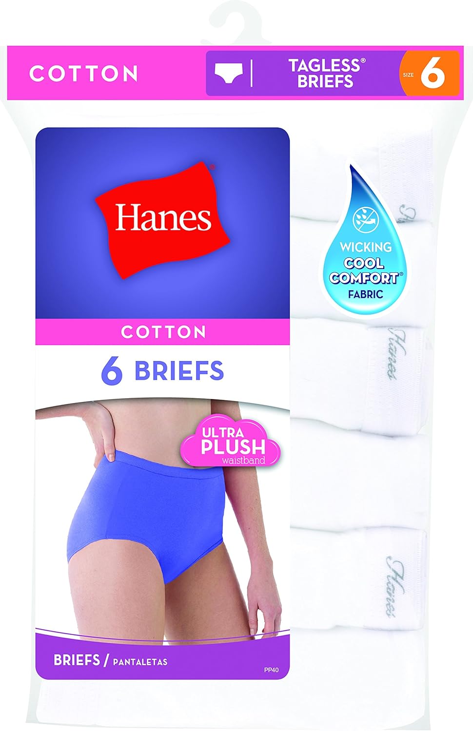 Hanes Women's Cotton Briefs 6 Pack Size:10 Color:White at  Women’s Clothing store: Briefs Underwear
