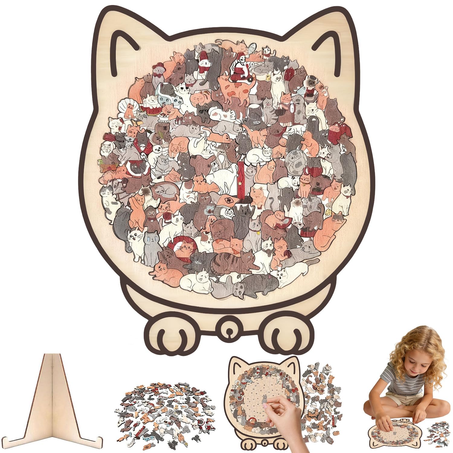 Cat Wooden Jigsaw Puzzle, Easter Gifts Jigsaw Puzzles for Adults, Puzzles for Adults, Challenging Puzzles Gifts for Cat Lovers, Home Decor