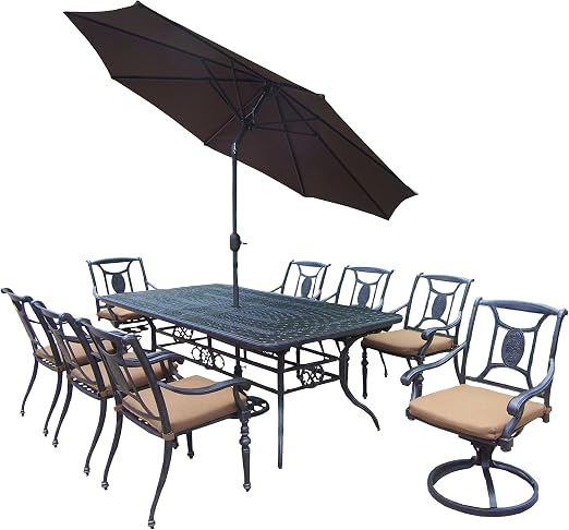 Oakland Living Mississippi 11 Piece Dining Set With 84 By 42 Inch Oval Table 9 Feet