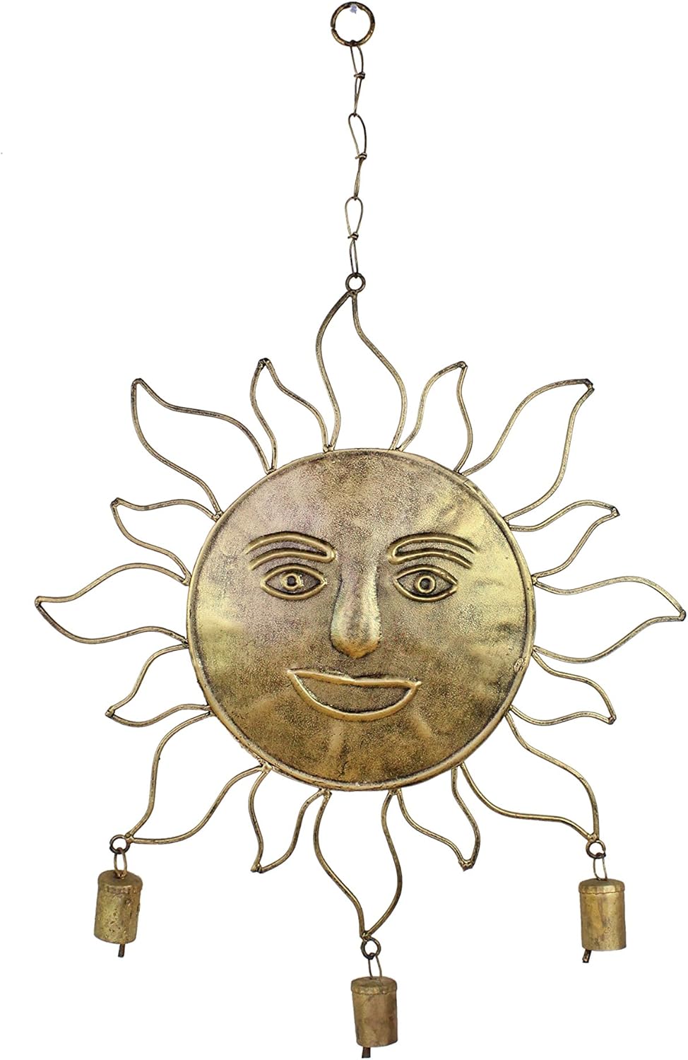 Colorful Metal Sun Face Wind Chime Bells Bohemian Sun Decor Windchimes Gold Orange Yellow Turquoise Copper Metal Sun Wall Art Hanging Wind Chimes Home Living Commentfer Fr