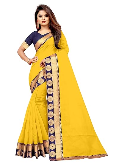 Women's Chanderi Cotton silk Saree With Blouse