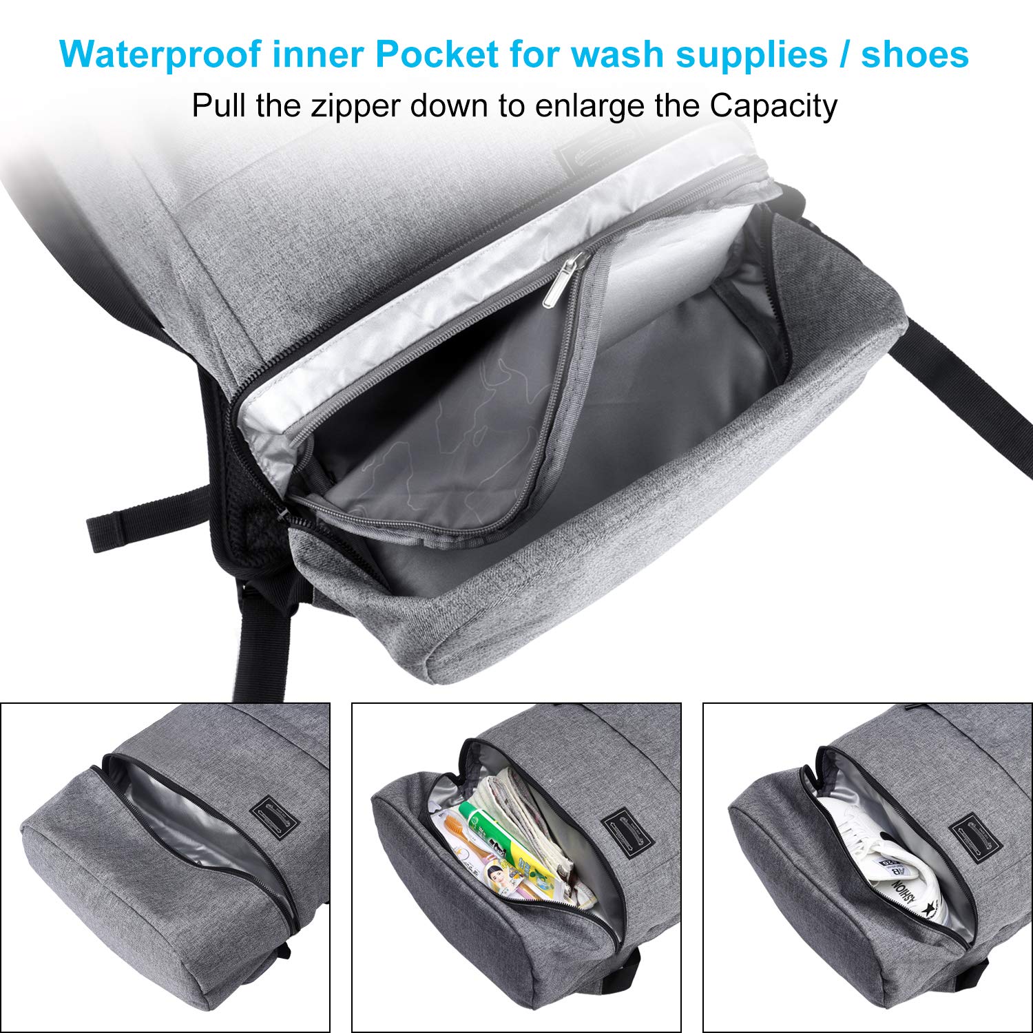 Travel Laptop Backpack, ITSHINY Rucksack Anti-Theft Laptop Bag Roll Top School Bag Water Resistant Lightweight Casual Daypack for Men Women - Grey