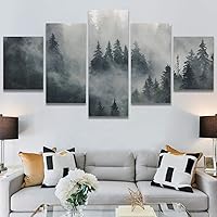 SIGNWIN 5 Panel Canvas Wall Art Modern Art Dramatic Forest Multicolor Photography Romantics Scenic for Home Decorations Ready to Hang - 60