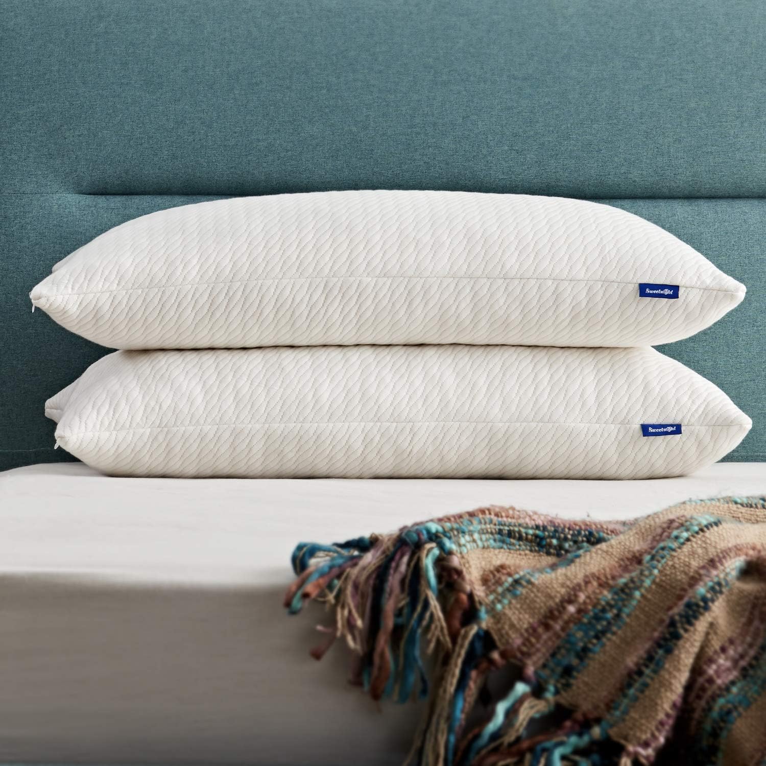 Sweetnight Bamboo Pillows for Sleeping-Bed Pillows with Bamboo charcoal Shredded Memory Foam,Customized Loft Memory Foam pillow for Neck & Shoulder Pain Relief,Queen Size: Home & Kitchen
