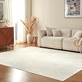 Amazon Basics Thin Indoor Area Rug, Geometric Printed Washable Home Decor Carpet for Living Room Bedroom, 4' W × 6' L, Beige Geometric