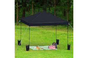 FAB BASED 10'x10' Pop Up Canopy Tent, Instant Shade Canopy Tent Adjustable Height with Wheeled Carry Bag for Outdoor Events, Parties, and Picnics[Black]