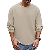 Herberton Men Knit Waffle Sweaters Casual Long Sleeve Textured Shirts(S-2XL)