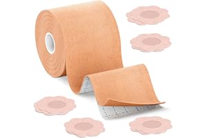 BLOOMORA Boob Tape Essential – Breast Lift Made for Fuller Support - 2” Wide Boobtape - Silicone Nipple Covers - Body Tape fo