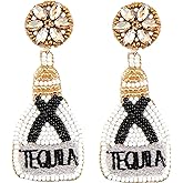 Mud Pie Womens Beaded Drink Dangle Earrings, Tequila