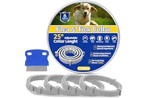 Trihood Flea & Tick Collar for Dogs 4 Pack - 8 Months Long-Lasting Protection and Prevention, Waterproof Dog Flea and Tick Collar, Adjustable for Small Medium and Large Dogs