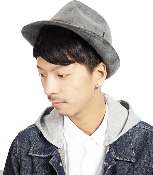 Amazon スペイド Spade ハット メンズ 中折れ 帽子 Puレザー 中折れハット メンズハット 04 グレー ハット 通販