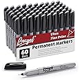 LAZGOL Ultra Fine Permanent Marker Bulk, 60 Pack Ultra Fine Point Black Permanent Marker set, Felt Tip Pens Works on Plastic, Wood, Stone, Metal and Glass for Doodling, Marking