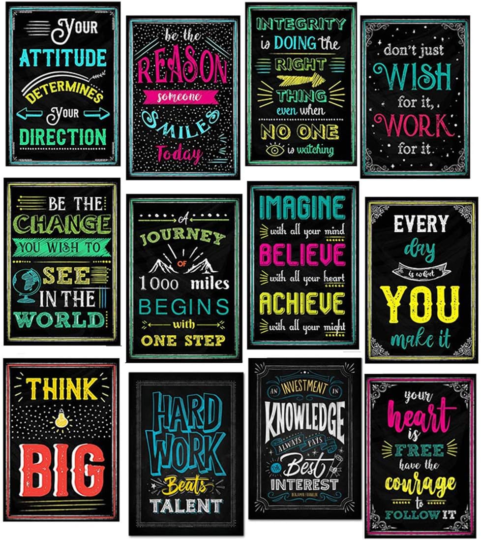 Inspirational Motivational Quotes Posters Positive Classroom Office School Home For Teachers Students Kids Set Of 12 Education Crafts Arts Crafts Supplies