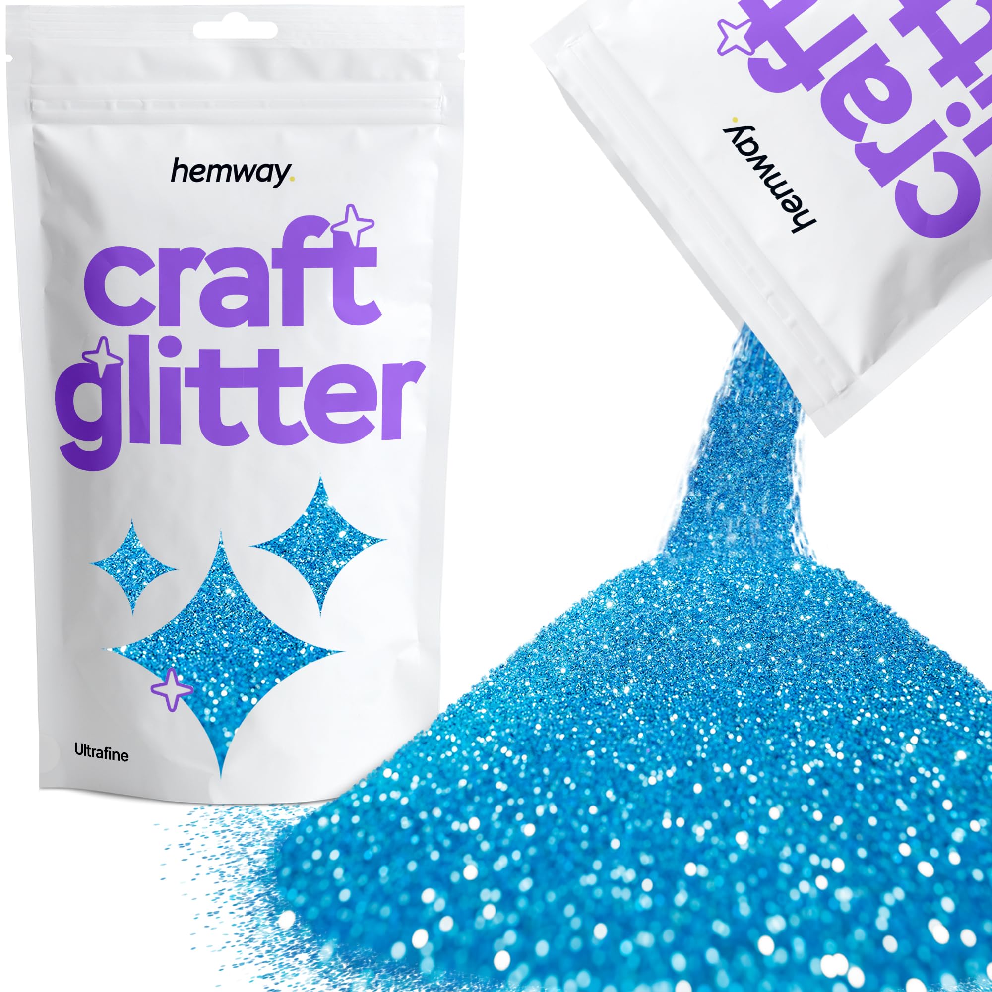 Hemway Craft Glitter Ocean Blue 100g Ultrafine Glitter for Crafts, Resin, Cosmetic, Nail, Face, Body, Festival, Tumblers, Art, Candle, Crafting