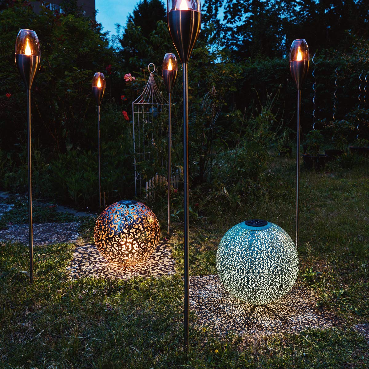 Beleuchtung Solarleuchten Gebürstetes Silber Navaris LED