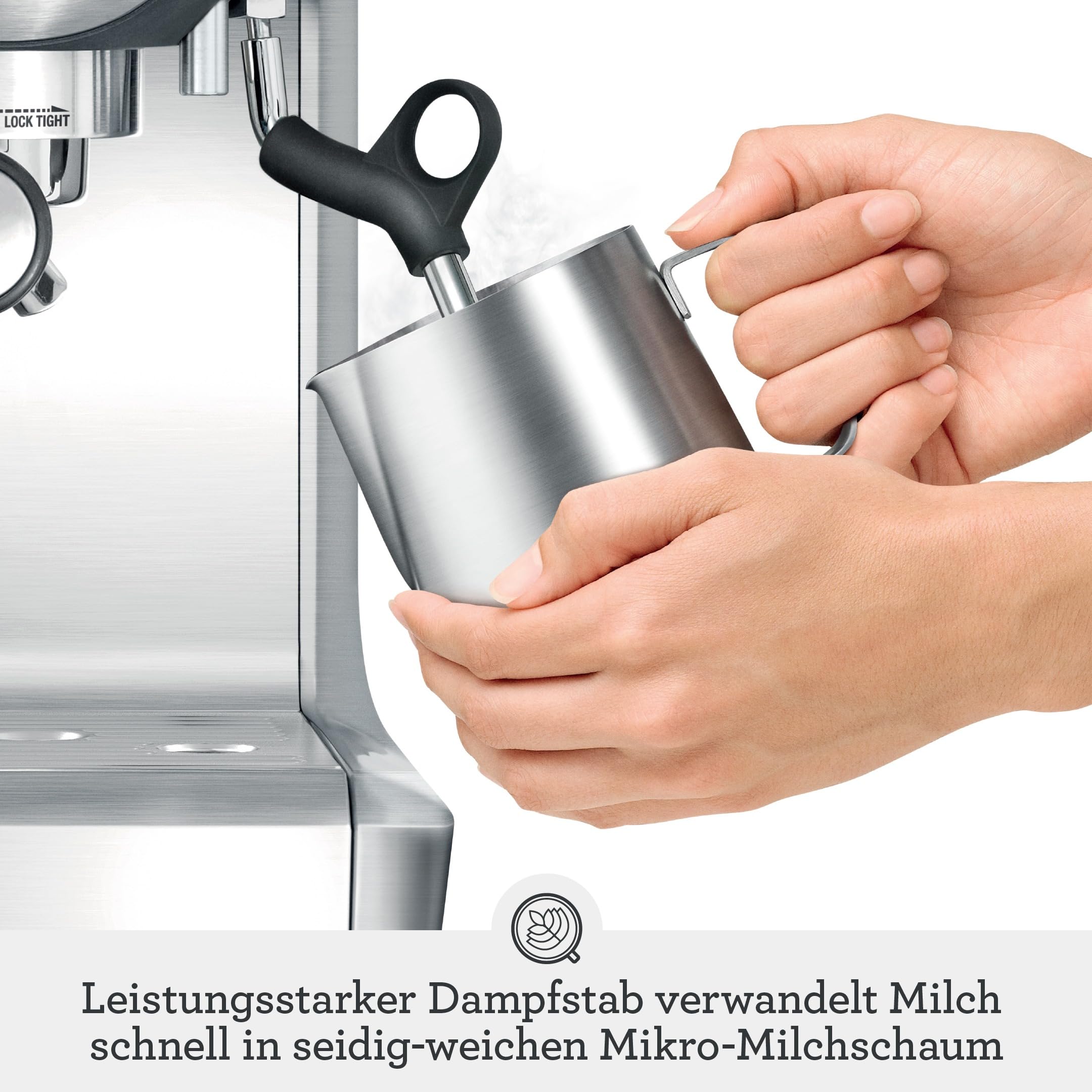 Sage - The Barista Express - Kaffeemaschine mit manuellem Milchaufschumer & Mahlwerk - Automatisches Mahlen, individueller Milchschaum - Schwarzer Sesam, Milchknnchen 5