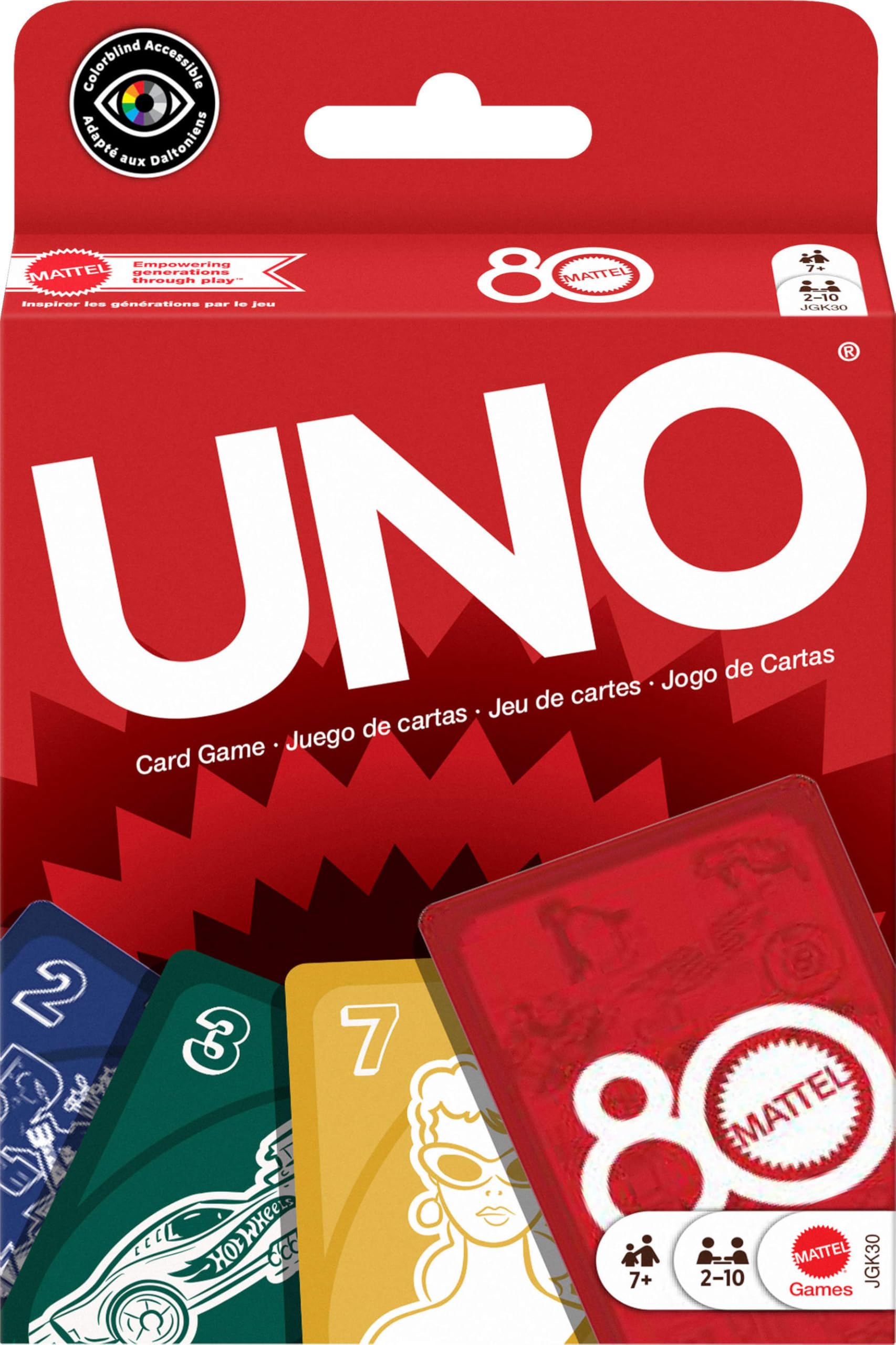 Mattel Games UNO Mattel 80th Ruby Red Card Game for Kids, Adults & Family Nights, Game Nights, Travel, Camping & Parties.