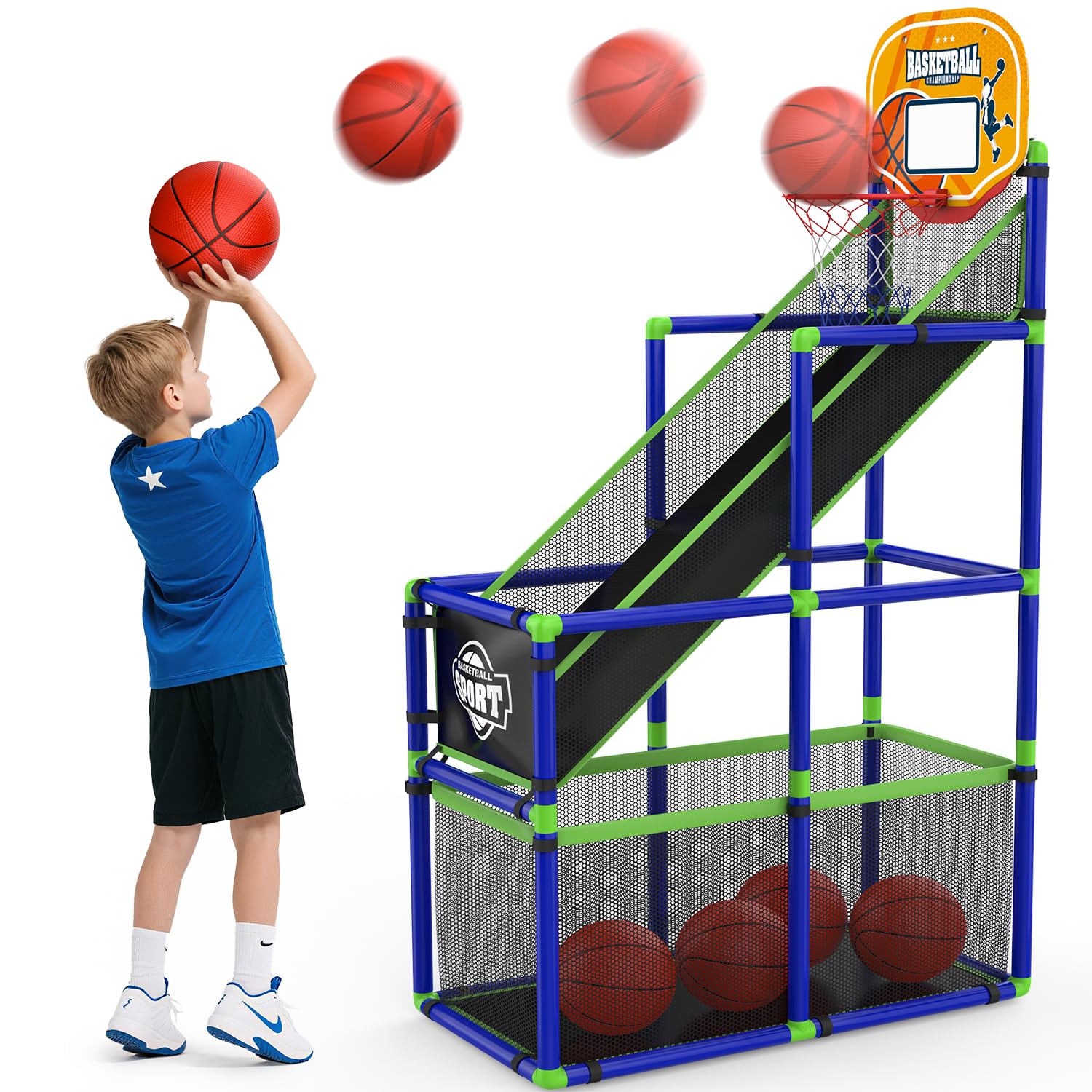 Photo 1 of EagleStone Arcade Basketball Hoop Game Indoor, Ajustable Height Indoor Basketball Hoop with 4 Balls Storage Design for Kids,Perfect Sports Outdoor Play Toys for Kids Age 3 to 12 Years