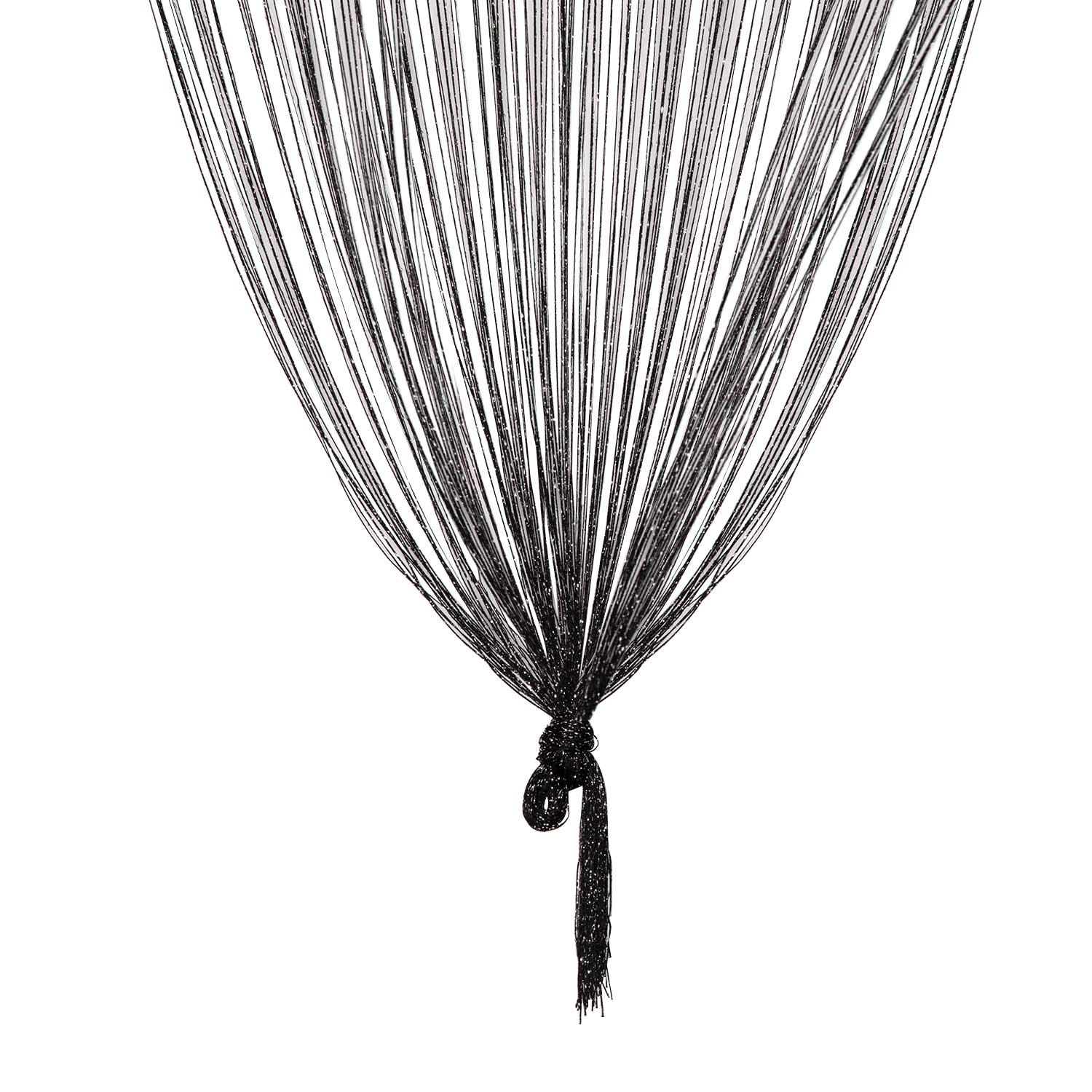 TRIXES Dew Drop Window Curtain, Black String with Silver Glitter Door Divider, Home Decor, Livingroom/Bedroom Curtain, Window Accessory 90x200cm โ image 1