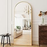 ZMYCZ Mirror Full Length, 71"x26" Arched Full Length Mirror, Arch Mirror with Stand, Large Standing Mirrors, Oversized Full Body Mirrors with Aluminum Frame for Bedroom, Living Room (Gold)