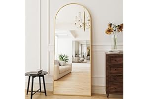 ZMYCZ Mirror Full Length, 71"x26" Arched Full Length Mirror, Arch Mirror with Stand, Large Standing Mirrors, Oversized Full Body Mirrors with Aluminum Frame for Bedroom, Living Room (Gold)