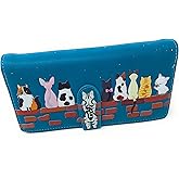Shag Wear Cats in a Row Large Wallet for Women – Vegan Faux Leather Clutch Purse with Cat Design, Animal Theme, Magnetic Snap Closure, Card and Bill Organizer Teal 7"