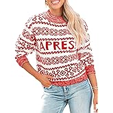COCCKO Womens Cowl Neck Pullover Sweaters Apres Ski Long Sleeve Chunky Knit Christmas Sweater
