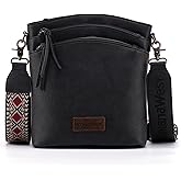 Montana West Multi Zip Pocket Large Crossbody Bag With Guitar Strap