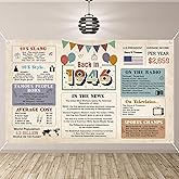 Crenics 80th Birthday Decorations for Men or Women, Vintage Back in 1946 Banner Backdrop 5.9 x 3.6 Ft, 80 Years Old Birthday Party Supplies