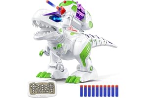Ruko 8809 Dinosaur Toys for Kids, Large Rechargeable Remote Control T-Rex Toys, with Programmable, Walking, Roaring, LED Eyes and Shooting, Interactive Gifts for Boys & Girls Age 3 4 5 6 7 8, Green