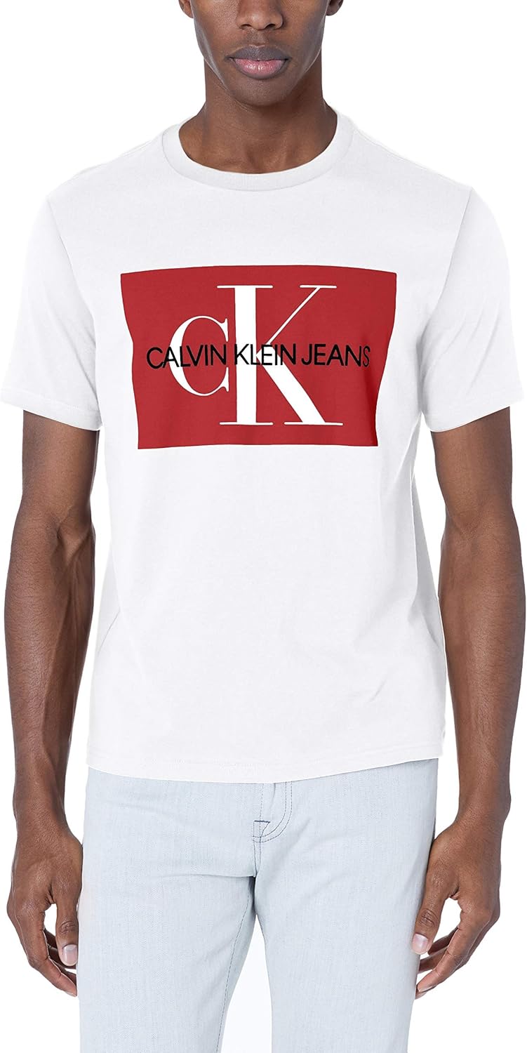 Calvin Klein Men's Short Sleeve Monogram Logo TShirt, Pure White, XSmall Amazon.ca Clothing