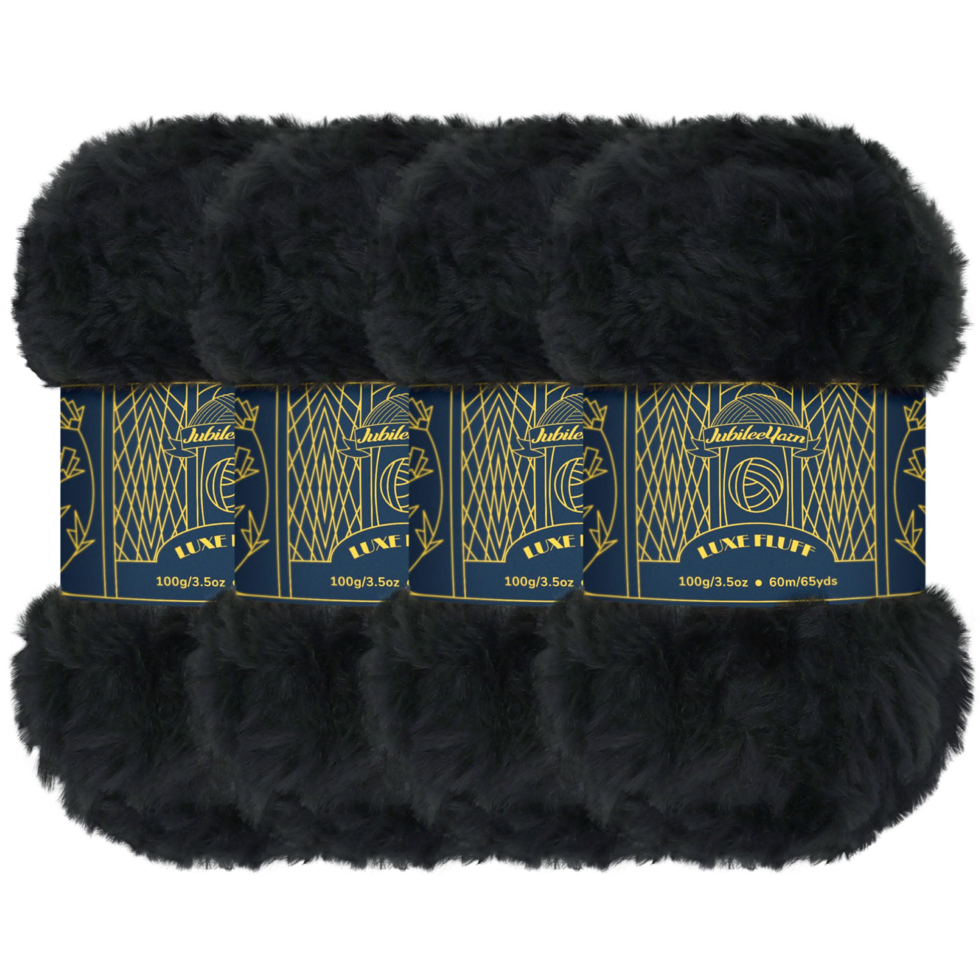 BambooMN Chunky Fluffy Faux Fur Eyelash Yarn - 100% Polyester - 100g/Skein - 4 Skeins - Black โ image 1