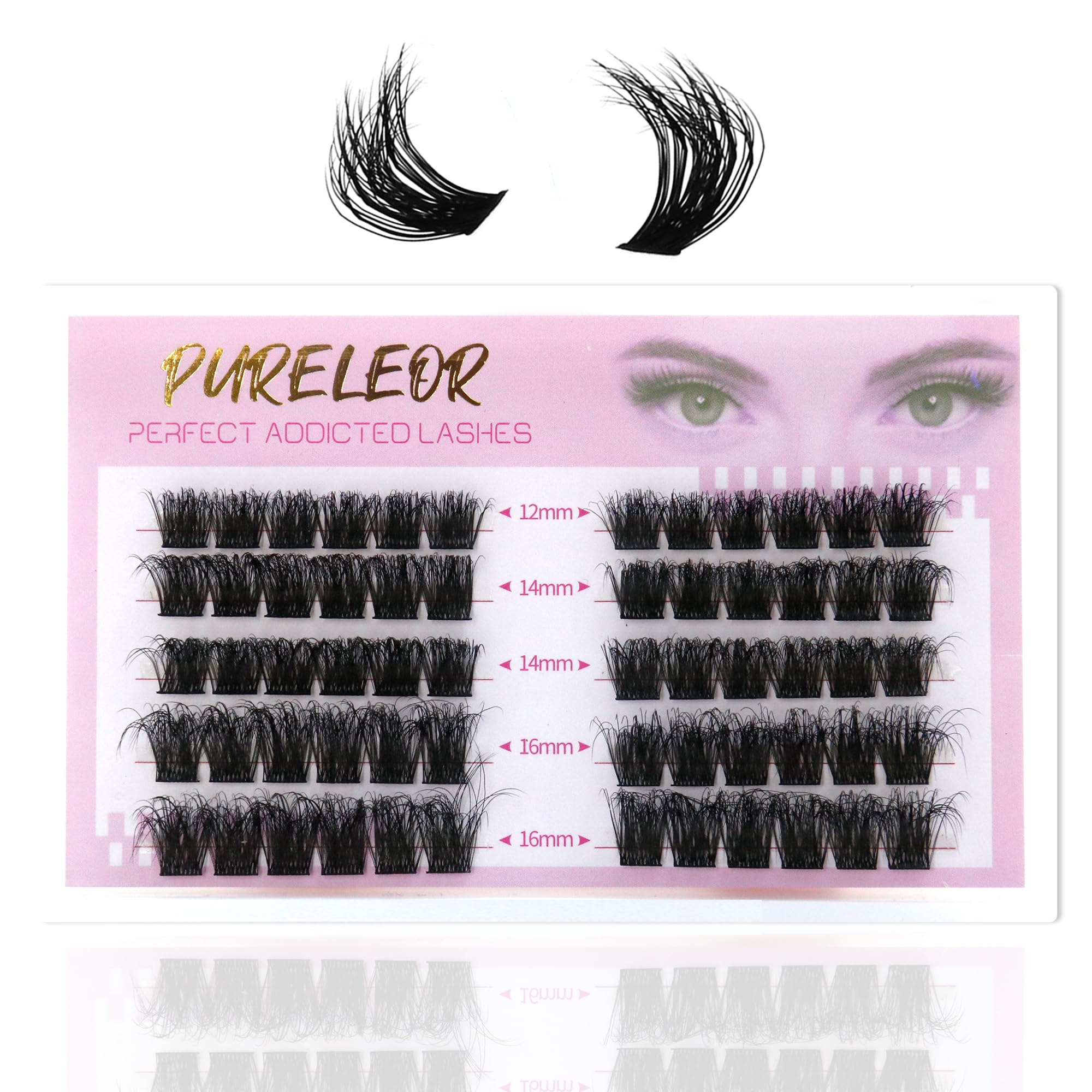 Fluffy Cluster Lashes 5D Natural Volume Lash Clusters Wispy D Curl Lashes Individual Dramatic Eyelashes Individual Faux Mink Eyelash Extensions 60pcs(12-16mm Mixed) — image 1
