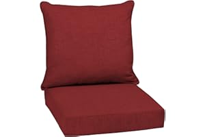 ARDEN SELECTIONS Arden Outdoor Deep Seat Cushion Set, 24 in x 24 in, Weather-Proof, Rain-Proof, Fade Resistant Patio Cushion for Chair, Sofa, and Couch Ruby Red Leala