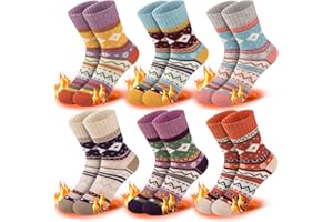 Comfoex Kids Winter Wool Socks Girls Thick Thermal Cozy Warm Socks 4-6 6-8 8-10 Years Old for Kids 6 Pairs