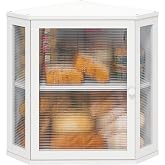 viewcare Corner Bread Box for Kitchen Counter, Bamboo Wood Large Capacity Bread Storage Bin with Acrylic Wavy Door Panel (White, Extra Large)