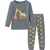 Mikrdoo Boys Pajamas 2-Piece Tagless Snug-Fit Cotton PJs Set Soft Cozy Long Sleeve Top and Pants Sleepwear Size 2-12 Years