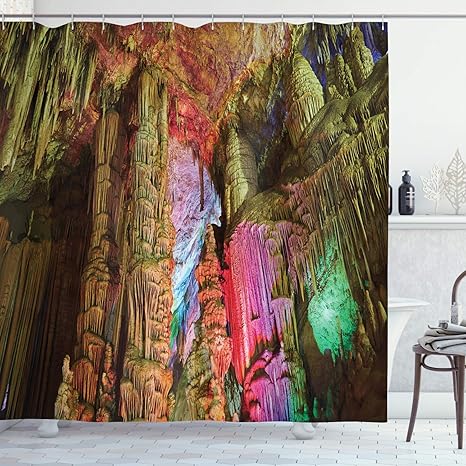 QDAS 60X72inch Cueva Natural Cortina de Ducha Tanque geológico Cosecha