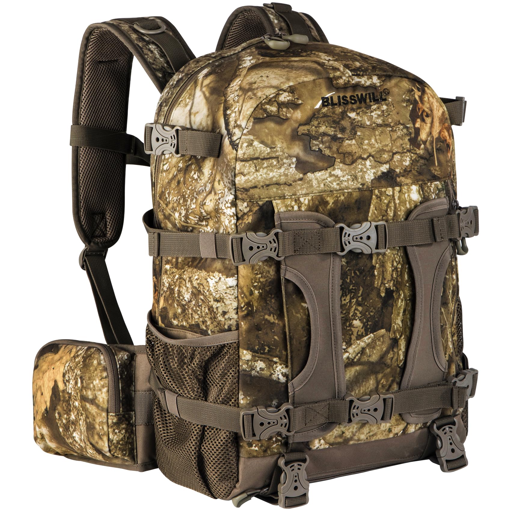 Photo 1 of BLISSWILL Hunting Backpack Hunting Day Pack with rifle holder Hunting Gear Accessories gift for men(Timbreon camo)