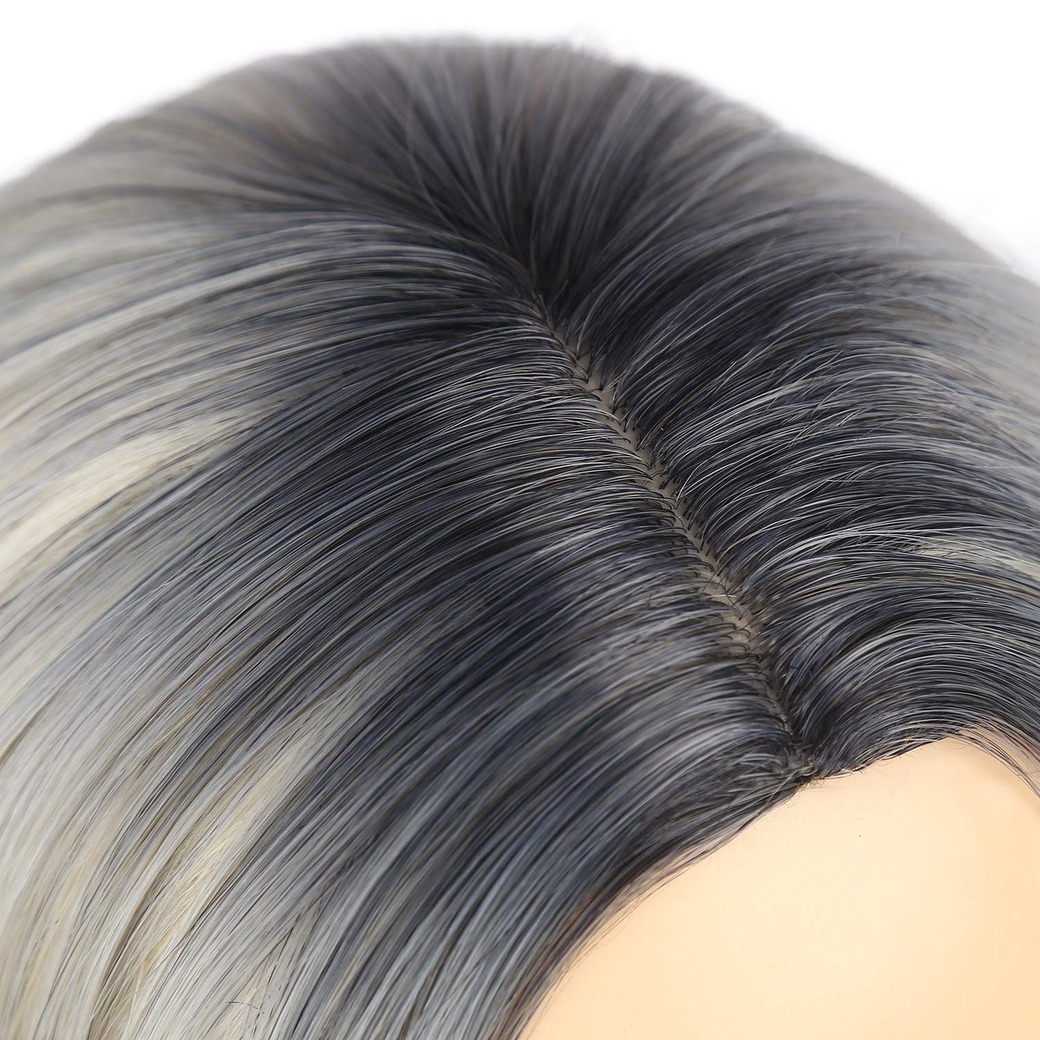 Sallcks Womens Long Curly Wavy Ombre Platinum Blonde Wigs Dyeing Color Synthetic Replacement Wigs Heat Resistant Party Daily Wig with Wig Cap