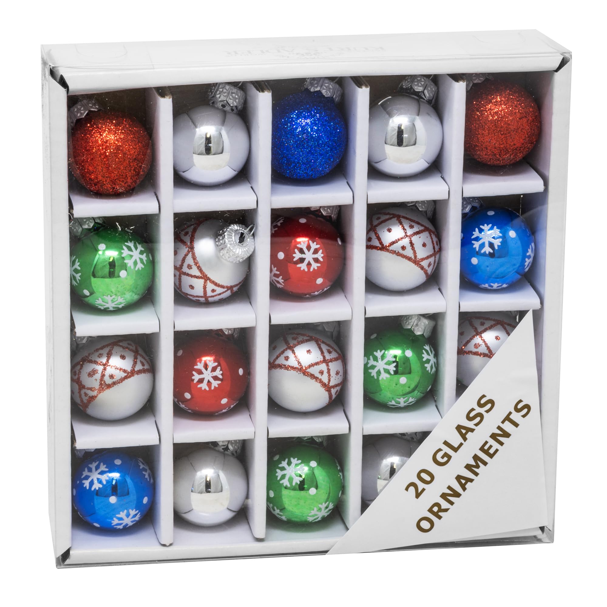 Photo 1 of 25MM Miniature Multicolored Glass Ball Ornaments, 20-Piece Box Set, Christmas