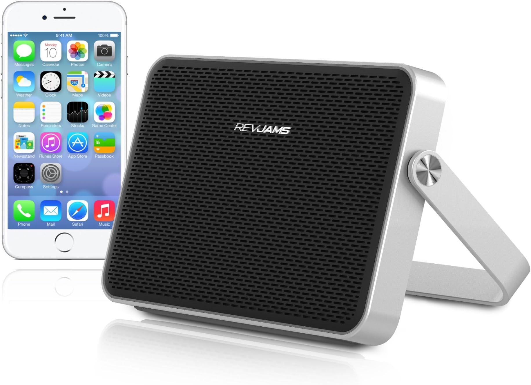 RevJams RAZOR Slim Portable Bluetooth Speaker Water-Resistant with Built in Stand - Up to 8 Hours of Playtime - Black