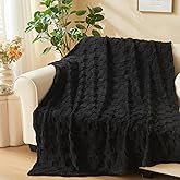 NEWCOSPLAY Super Soft Throw Blanket Black Premium Silky Flannel Fleece 3D Checkered Lightweight Bed Blanket All Season Use (Black Checkered, Throw(50"x70"))