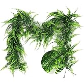 RECUTMS 2pcs Artificial Hanging Boston Ferns Garland Fake Hanging Plant 6 FT Greenery Leaves Ivy Garland Faux Ferns Fake Vines for Spring Outdoor Indoor Home Garden Party Wall Valentines Day Decor